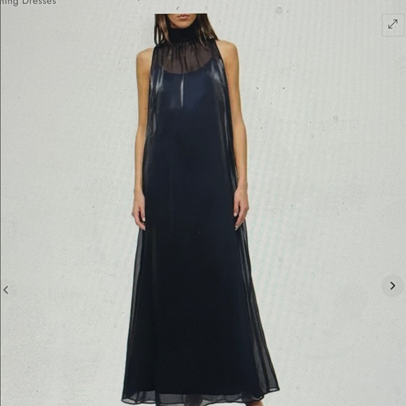 STAUD Albee sleeveless layered Maxi Dress in midnight/black, medium
